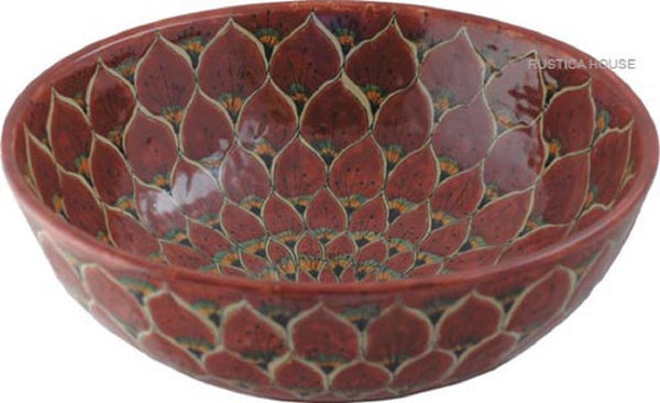 round talavera vessel sink terra cotta white