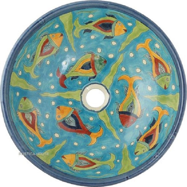 European round talavera bathroom sink