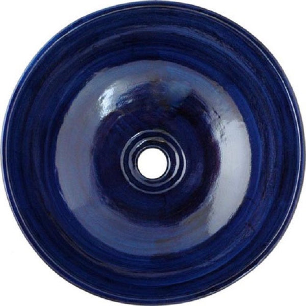 dark blue round talavera bath sink