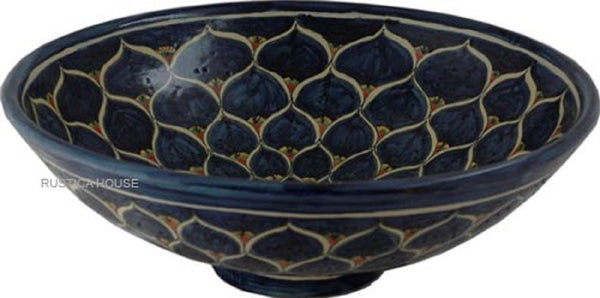 round talavera vessel sink cobalt white