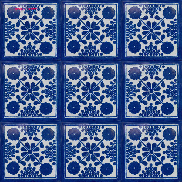 country dark blue talavera tile