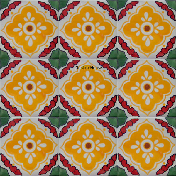 traditional green yellow talavera tile