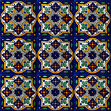 old European yellow navy blue talavera tile