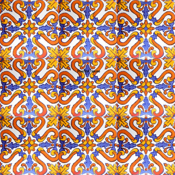 old world terracotta blue talavera tile