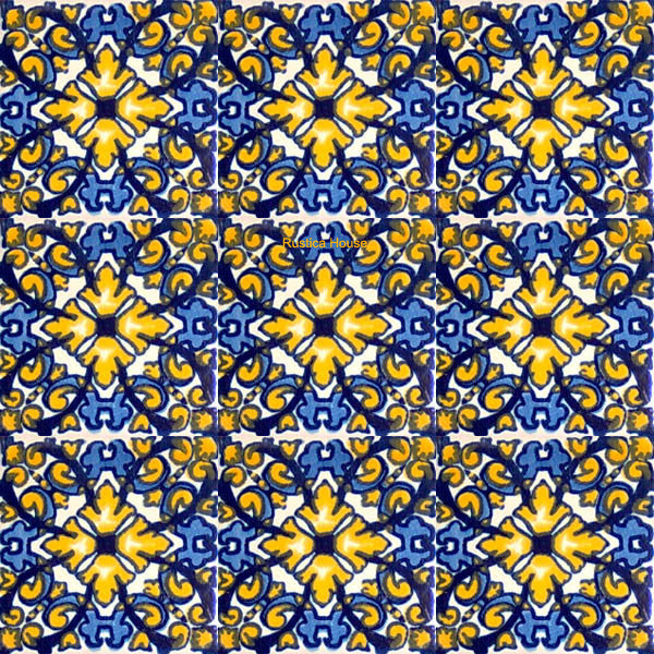 traditional blue yellow talavera tile