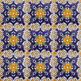traditional navy blue yellow talavera tile