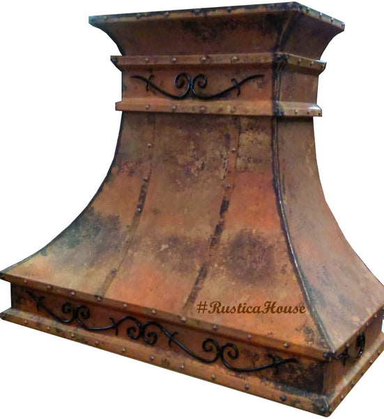 spanish style custom copper range hood