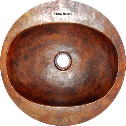 Spanish round copper bathroom sink