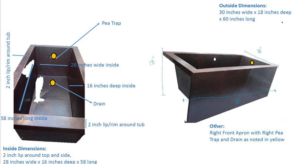 Custom Copper Drop-in Bathtub with Apron