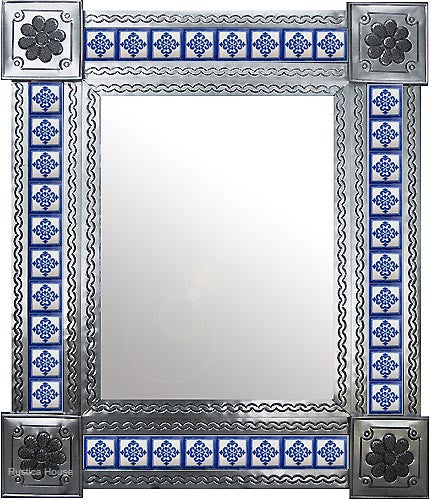 natural tin tile mirror
