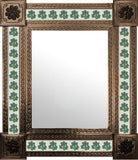 handmade old copper tin tile mirror green white