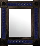 artisan created dark metal tile mirror white cobalt