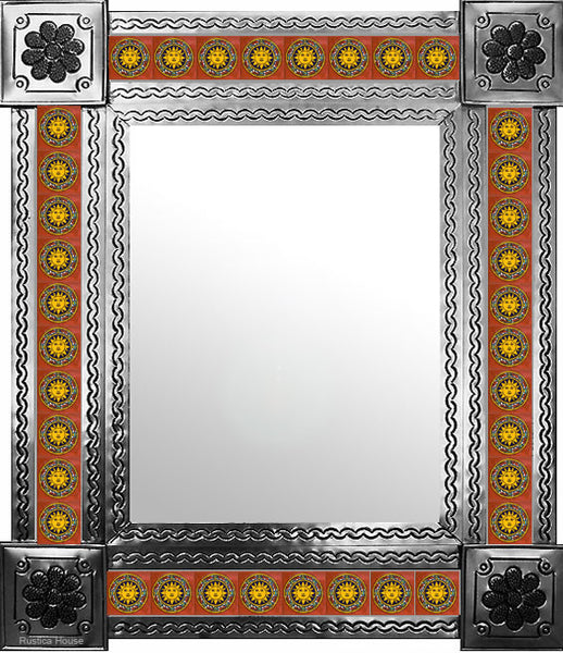 artisan elaborated natural tin tile mirror yellow cobalt terracotta
