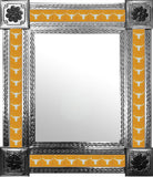 made by hand natural tin tile mirror white yellow