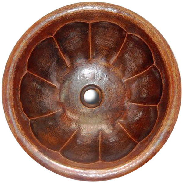 old European round copper bathroom sink