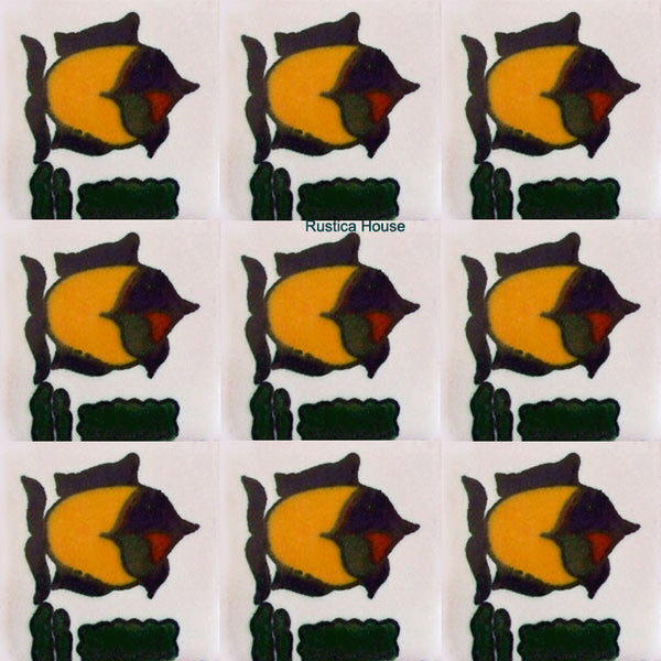 rustic yellow green talavera tile