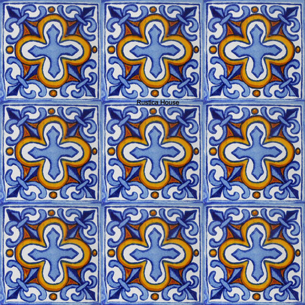 colonial sky blue yellow talavera tile