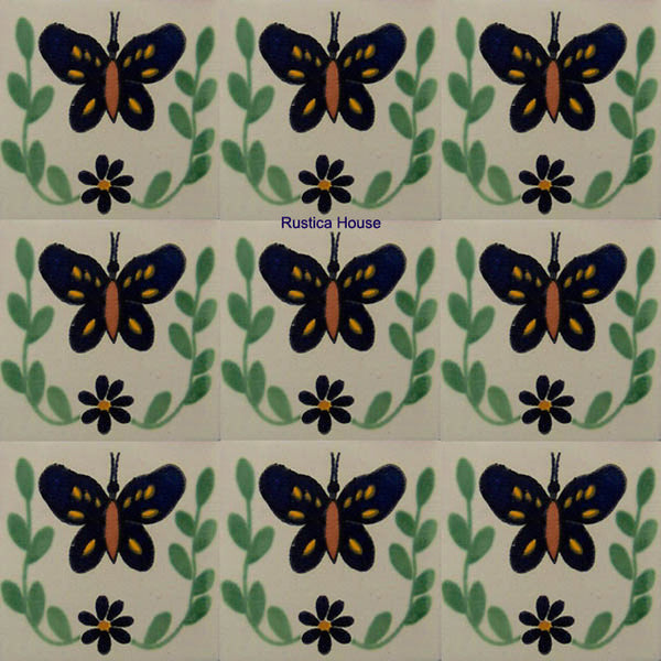 contemporary dark blue green talavera tile
