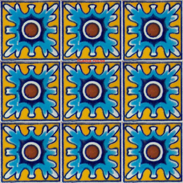 country sky blue yellow talavera tile