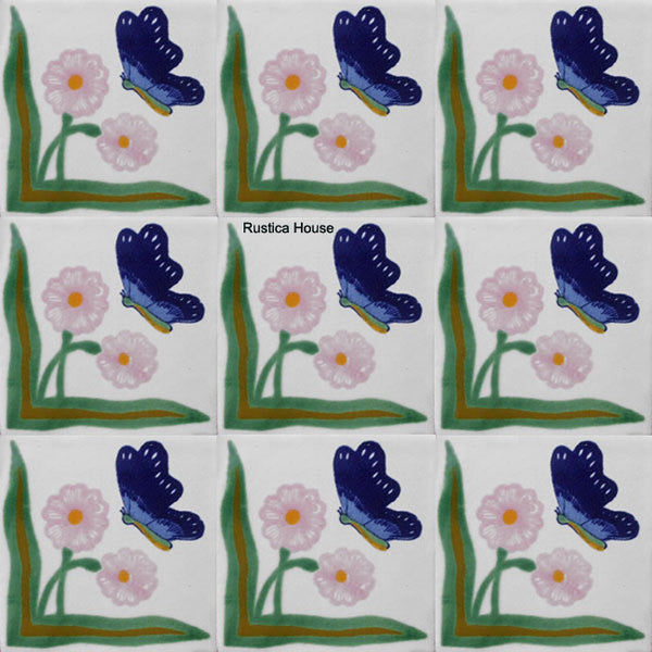 mexican navy blue green talavera tile