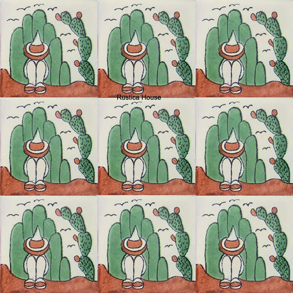 rustic terracotta green talavera tile