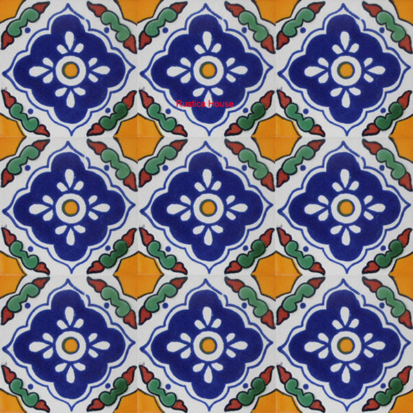 old world blue yellow talavera tile