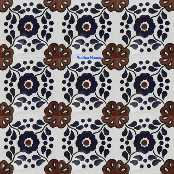 traditional dark blue brown talavera tile