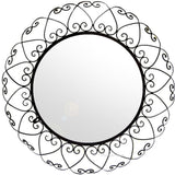 round decorative wrought iron mirror
