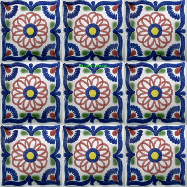 contemporary terracotta blue talavera tile