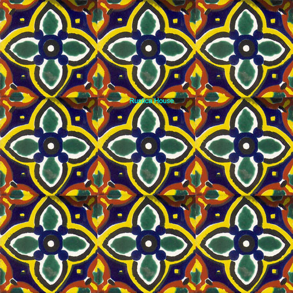 country yellow blue talavera tile