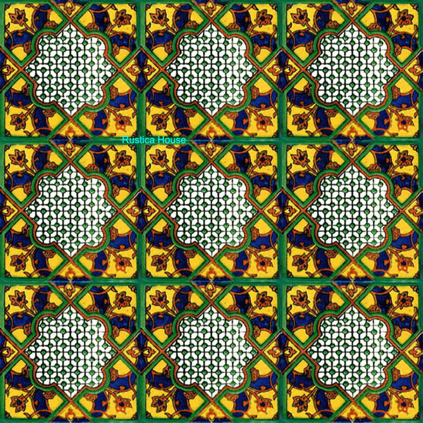 mexican green yellow talavera tile