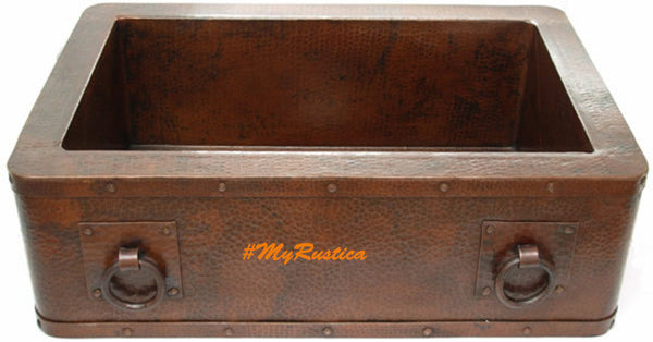 custom made modern copper kitchen apron sink