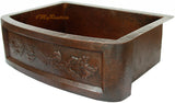 custom made old world copper apron sink