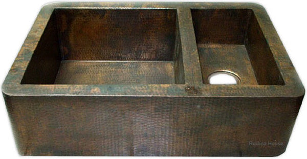 custom hammered colonial copper kitchen apron sink