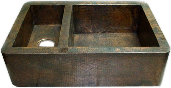 custom hammered rustic copper kitchen apron sink