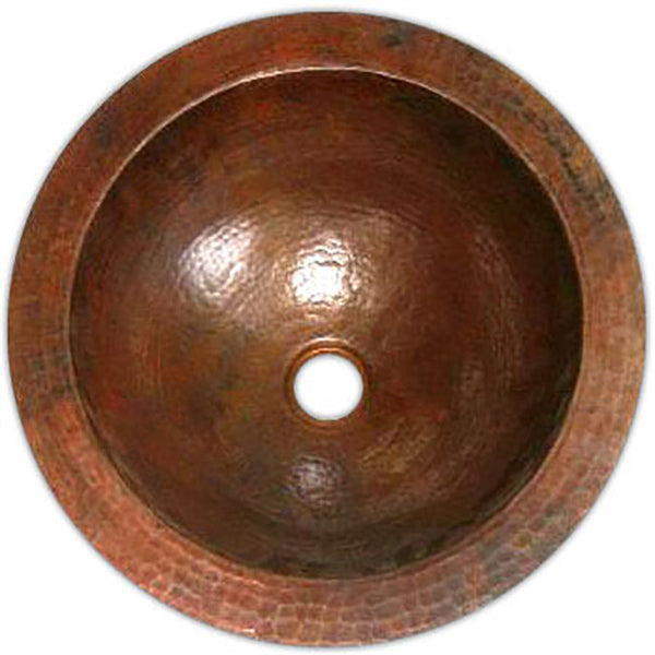 custom crafted round copper bathroom sink