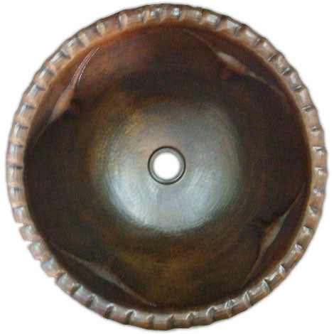 antique round copper bathroom sink