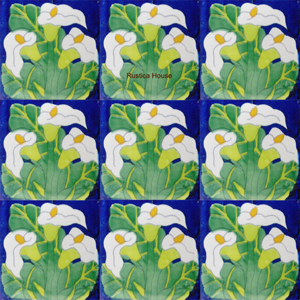 rustic white green talavera tile