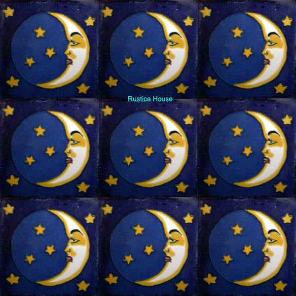 mexican white navy blue talavera tile