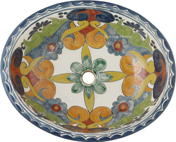 Southeastern green talavera bathroom sink