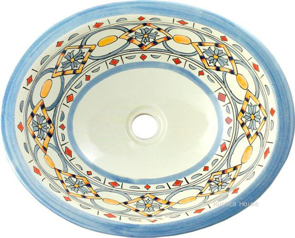 Southeastern sky blue talavera bathroom sink