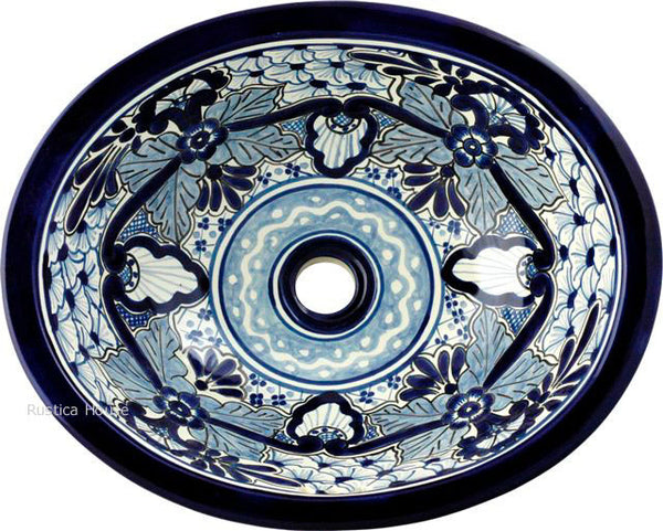 European light blue talavera bathroom sink