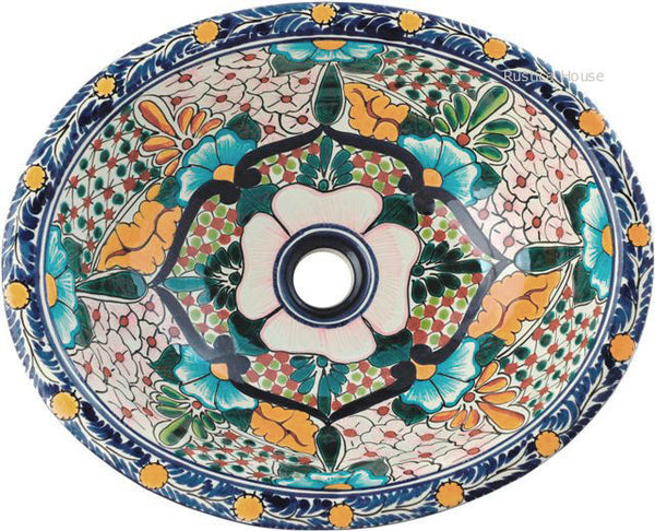 French green talavera bathroom sink