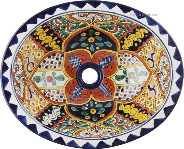 European terra cotta yellow talavera bathroom sink