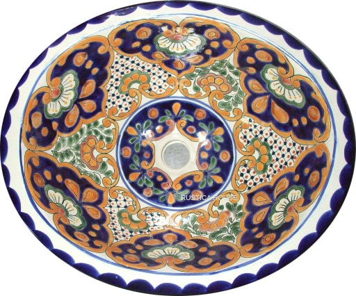 Spanish cobalt yellow talavera bathroom sink