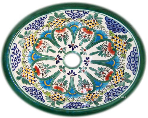 Southern green blue talavera bathroom sink