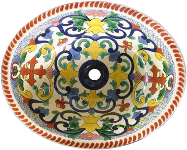 Spanish green talavera bathroom sink