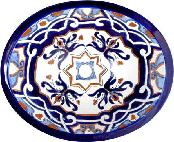 cobalt terra cotta talavera bathroom sink