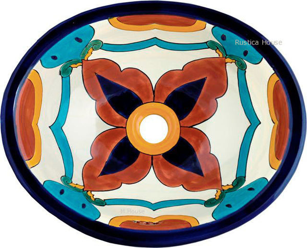 terra cotta blue talavera bathroom sink