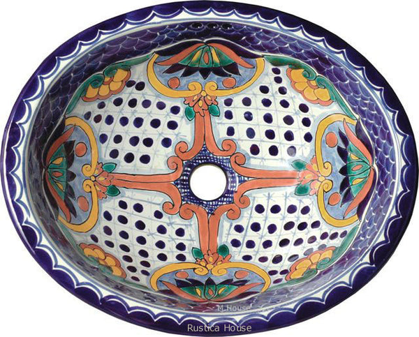 terra cotta cobalt talavera bathroom sink